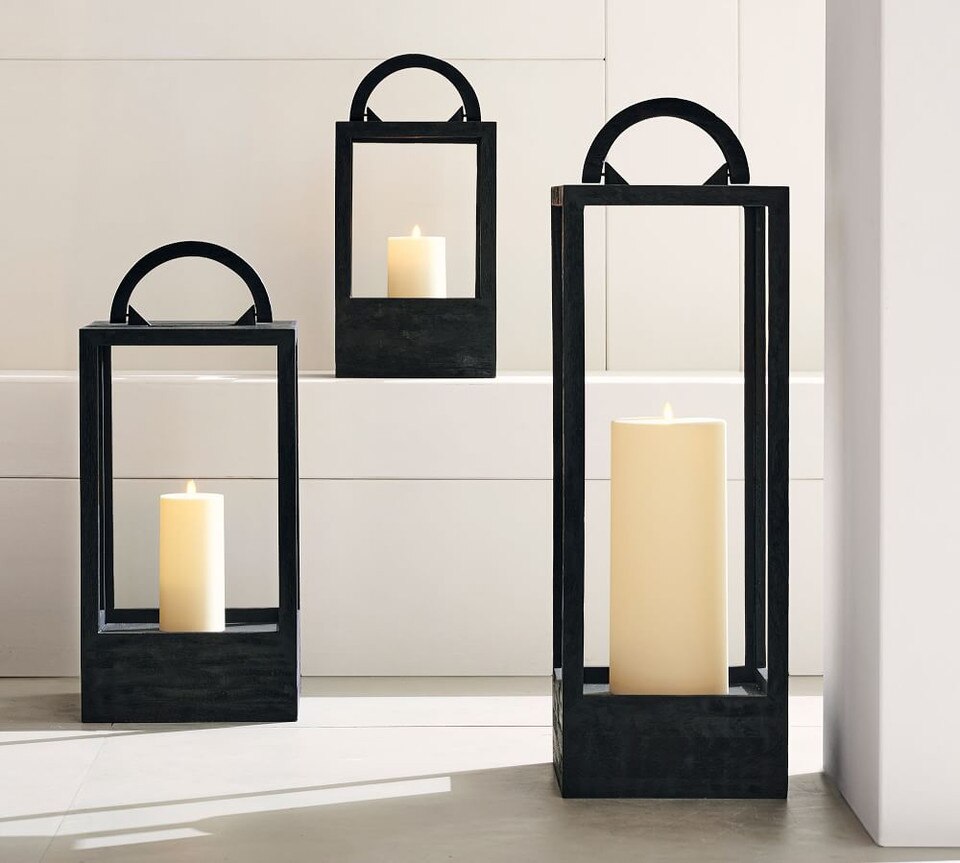 Decker Mango Wood Lanterns Black Pottery Barn Australia